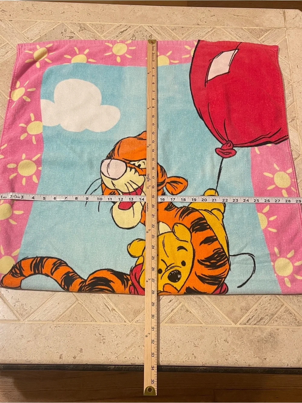 Winnie the Pooh & Tigger Printed Beach Towel - Yellow & Orange